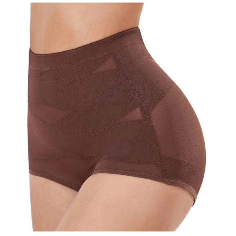 Ultra High Waist Tummy Control Butt-Lifting Mesh Shaping Comfy Panty DARK BROWN